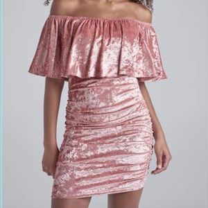 Blush Velvet Off-Shoulder Dress